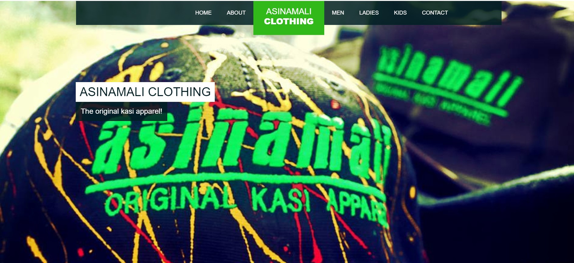 Asinamali Clothing campaign website visual